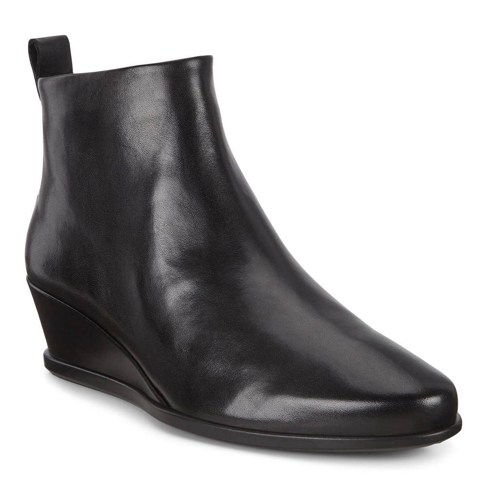 Womens Ankle Boots - ECCO Shape 45 Wedge - Black - 8109XEMSN